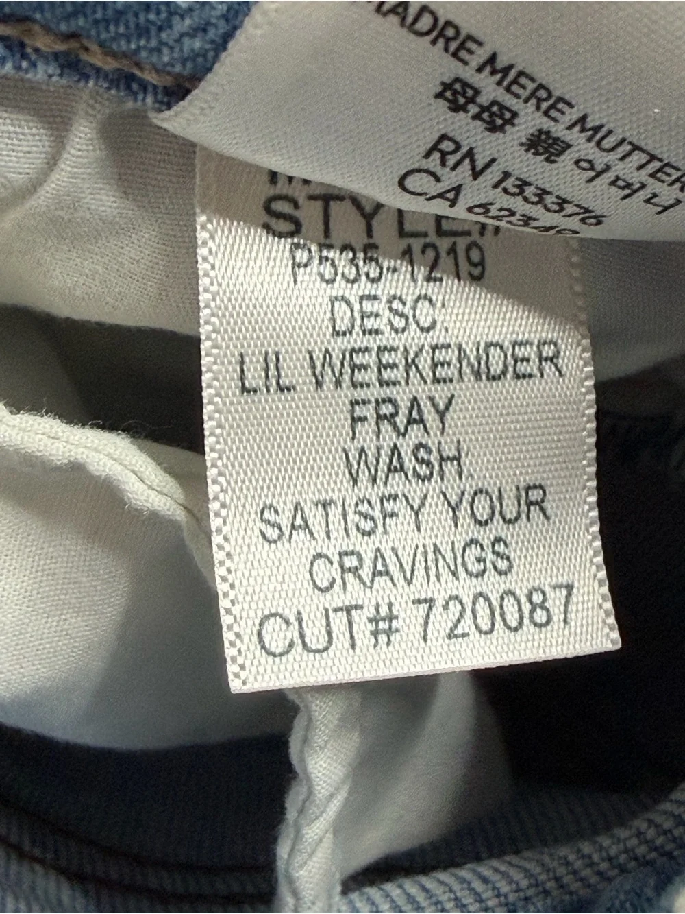 MOTHER Lil Weekender Fray Satisfy Your Cravings